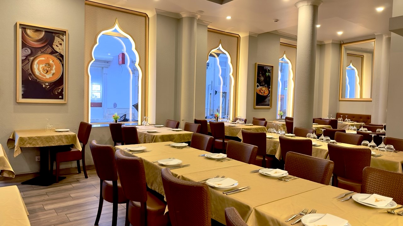 Outdoor terrace with ambient lighting